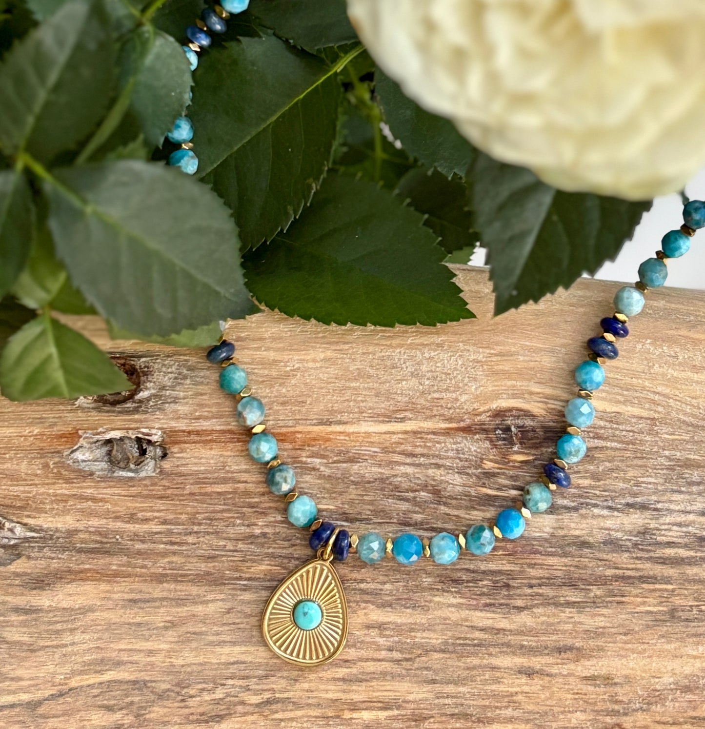 18ct Gold Plated Apatite Beads Necklace