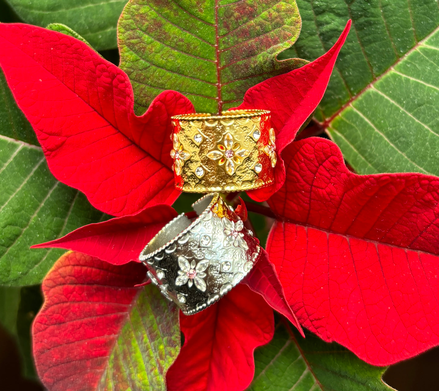 Stainless Steel Pink Cubic Zirconia Cuff Adjustable Ring
