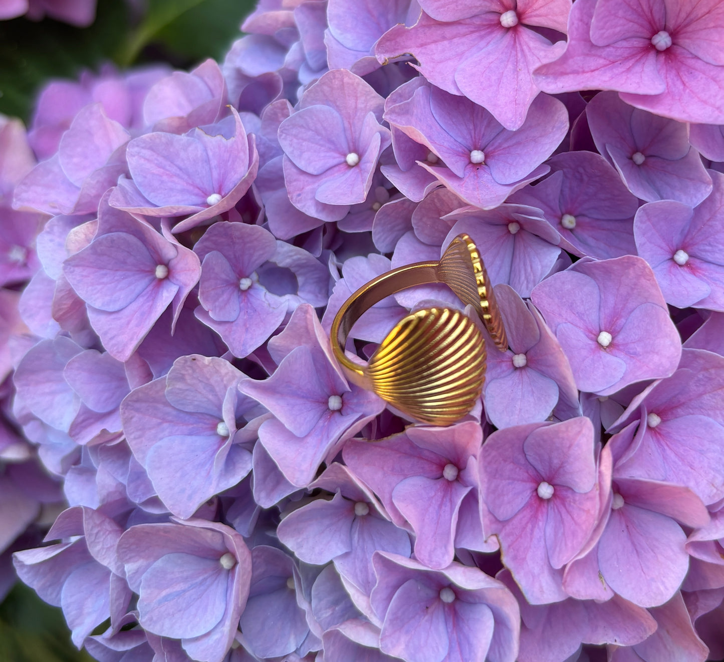 18ct Gold Plated Adjustable Shell Ring