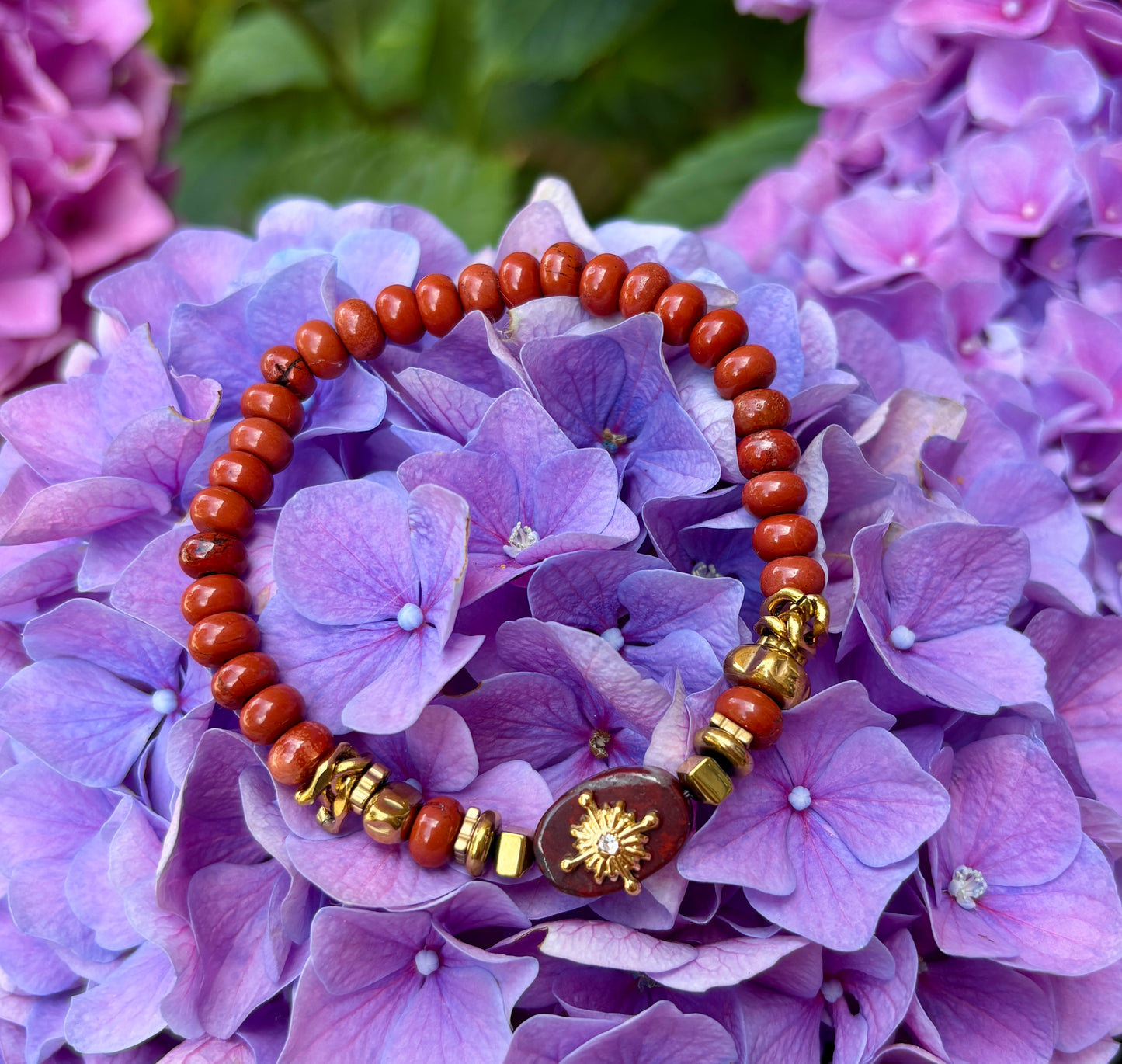 18ct Gold Plated Red Agate Elastic Bracelet