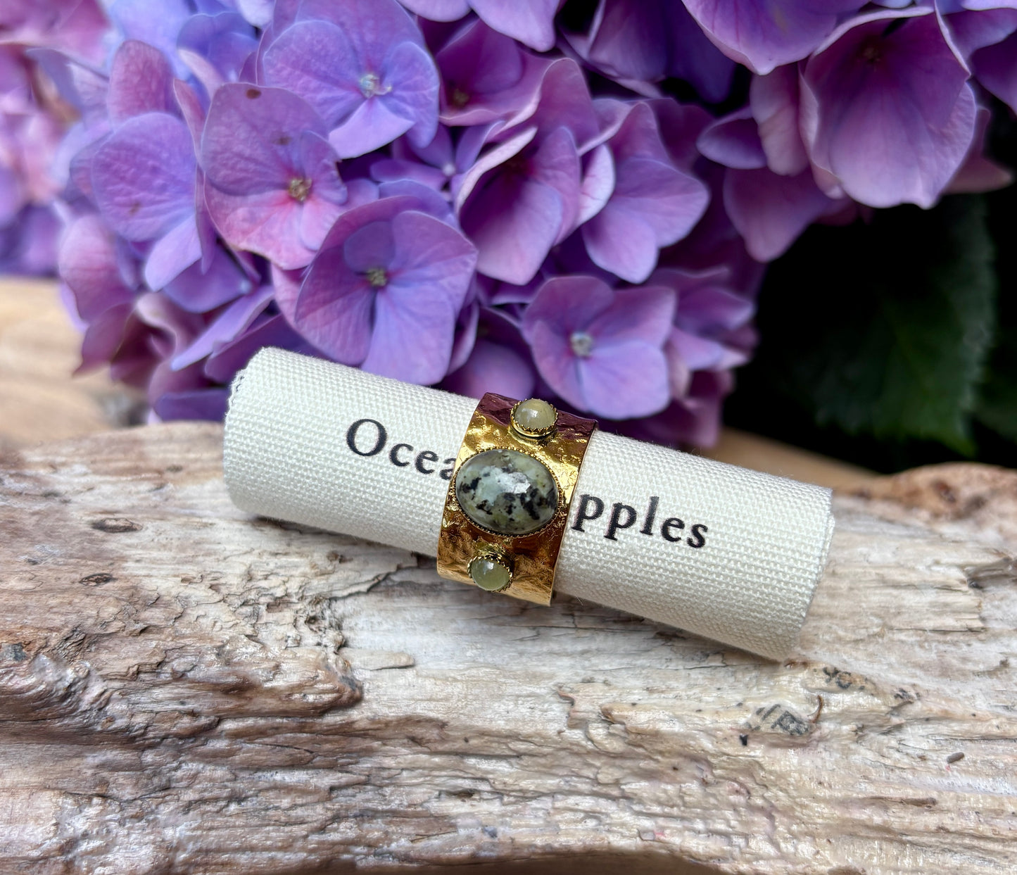 18ct Gold Plated African Turquoise Triple Stone Ring
