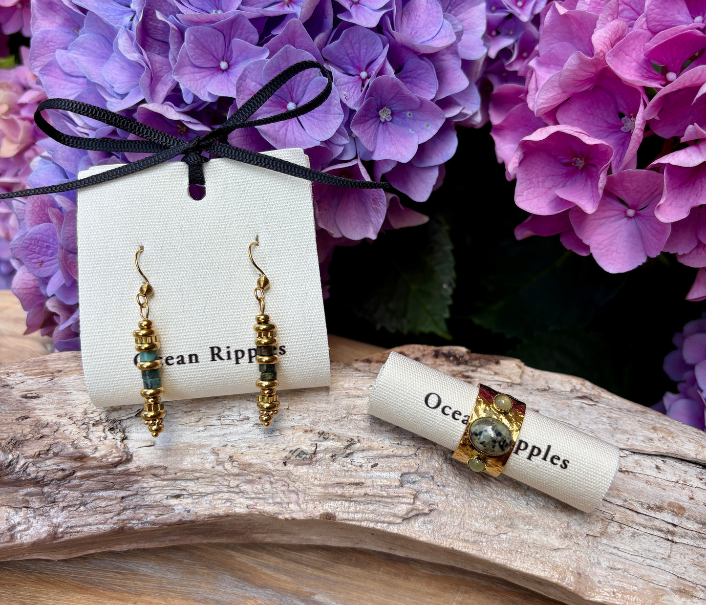 18ct Gold Plated African Turquoise Chips Drop Earrings