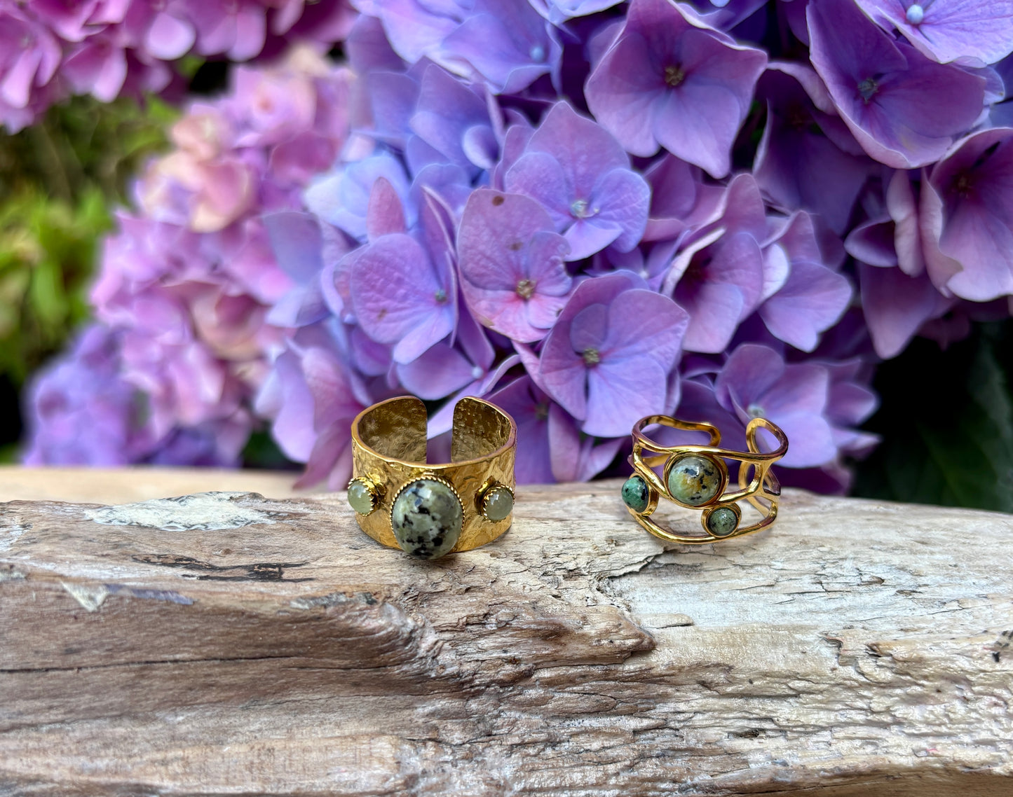 18ct Gold Plated African Turquoise Cage Ring