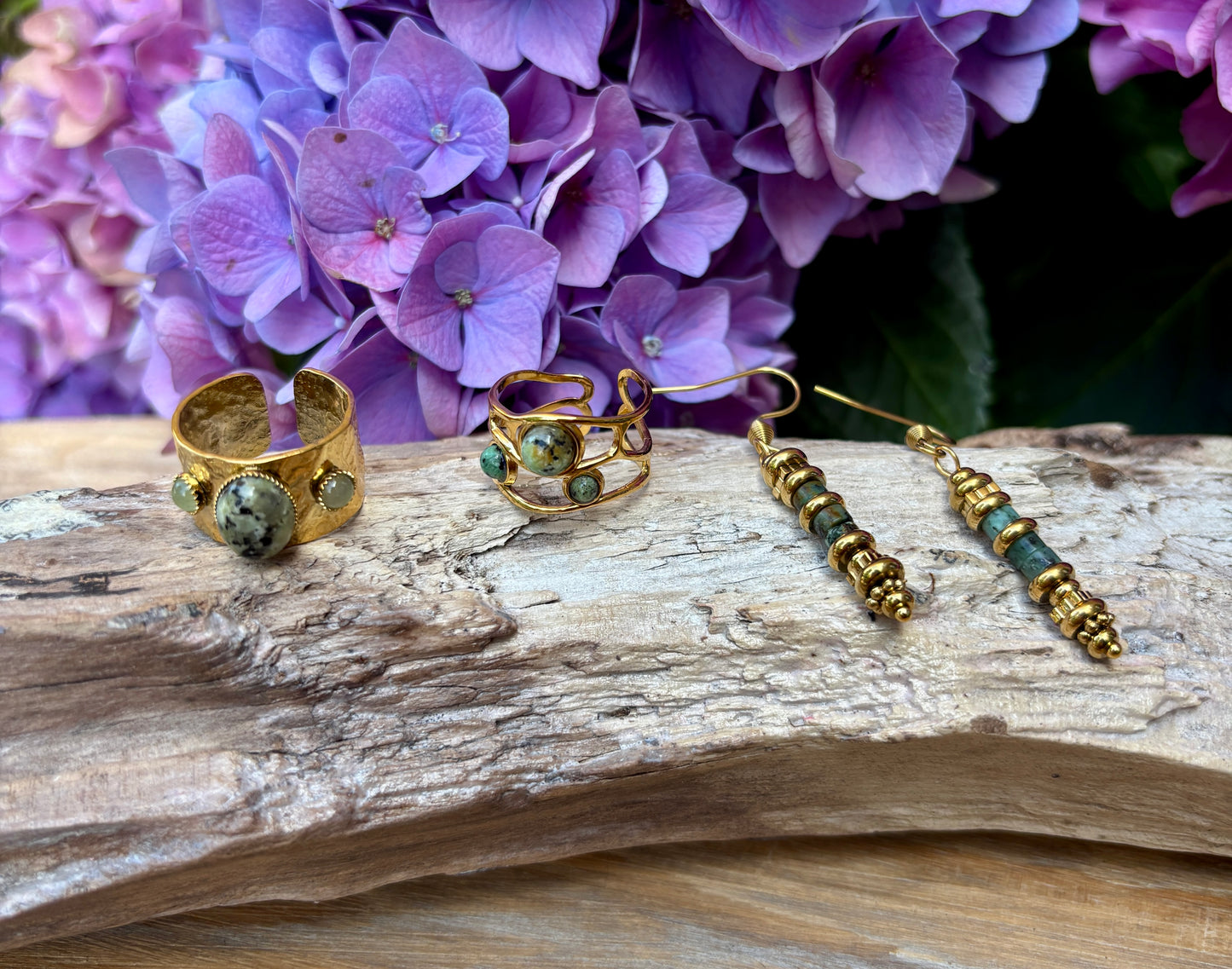 18ct Gold Plated African Turquoise Cage Ring