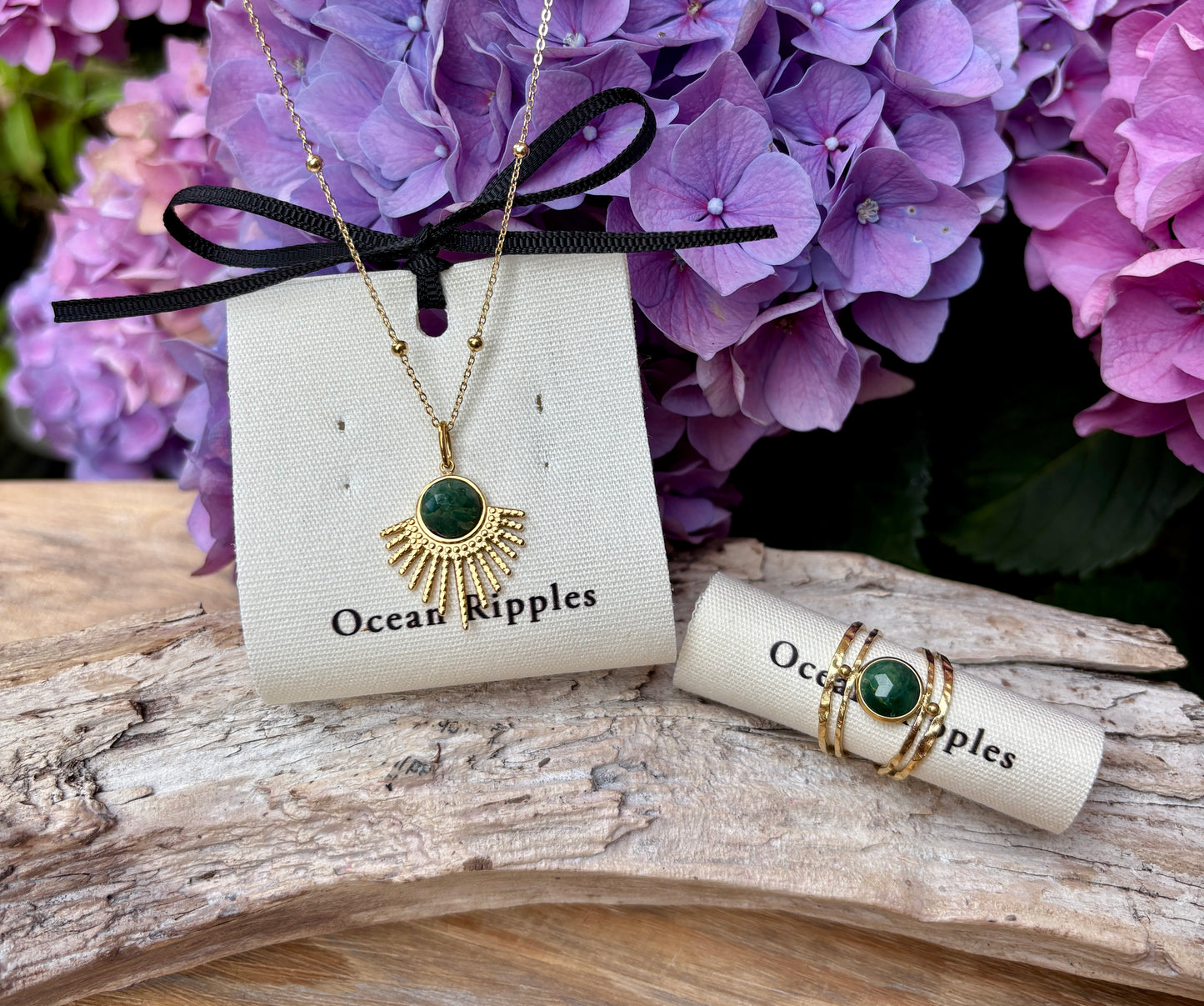 18ct Gold Plated African Jade Feather Pendant Necklace