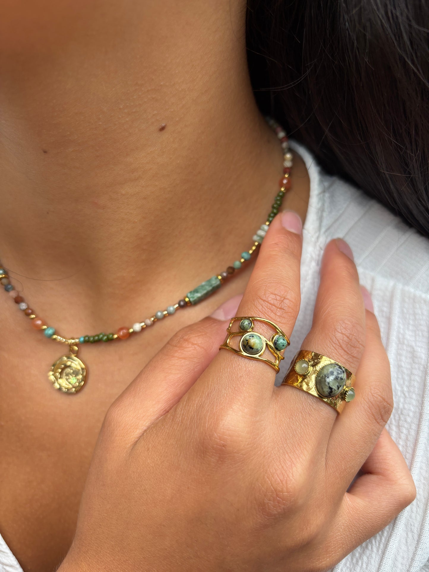 18ct Gold Plated African Turquoise Beads Necklace