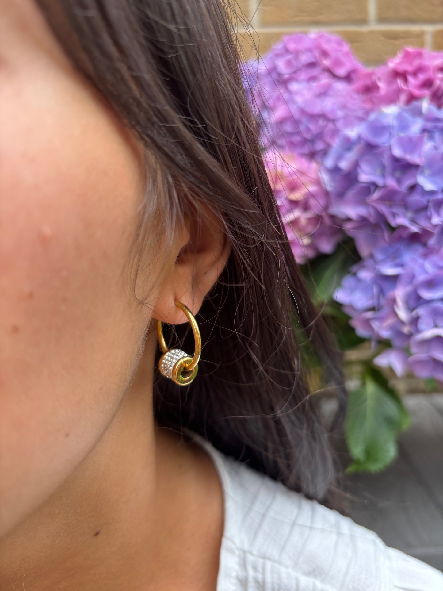 18ct Gold Plated Cubic Zirconia Colosseum Hoop Earrings