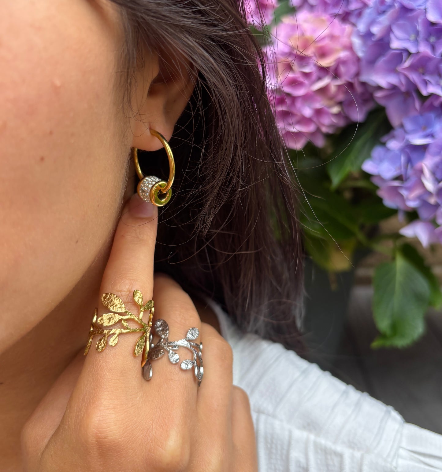 18ct Gold Plated Cubic Zirconia Colosseum Hoop Earrings