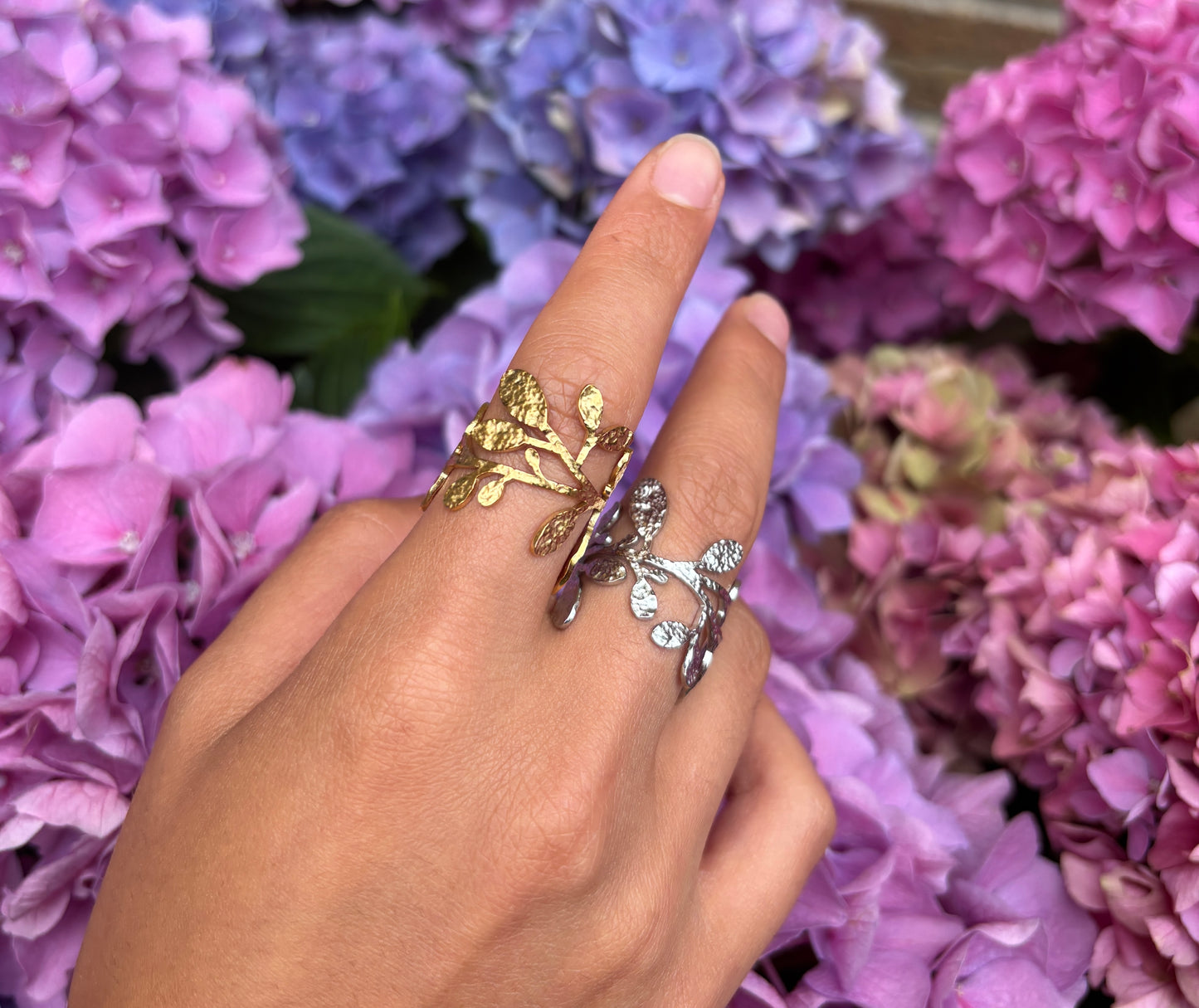18ct Gold Plated Wrapped Around Leaf Ring - Available In Silver