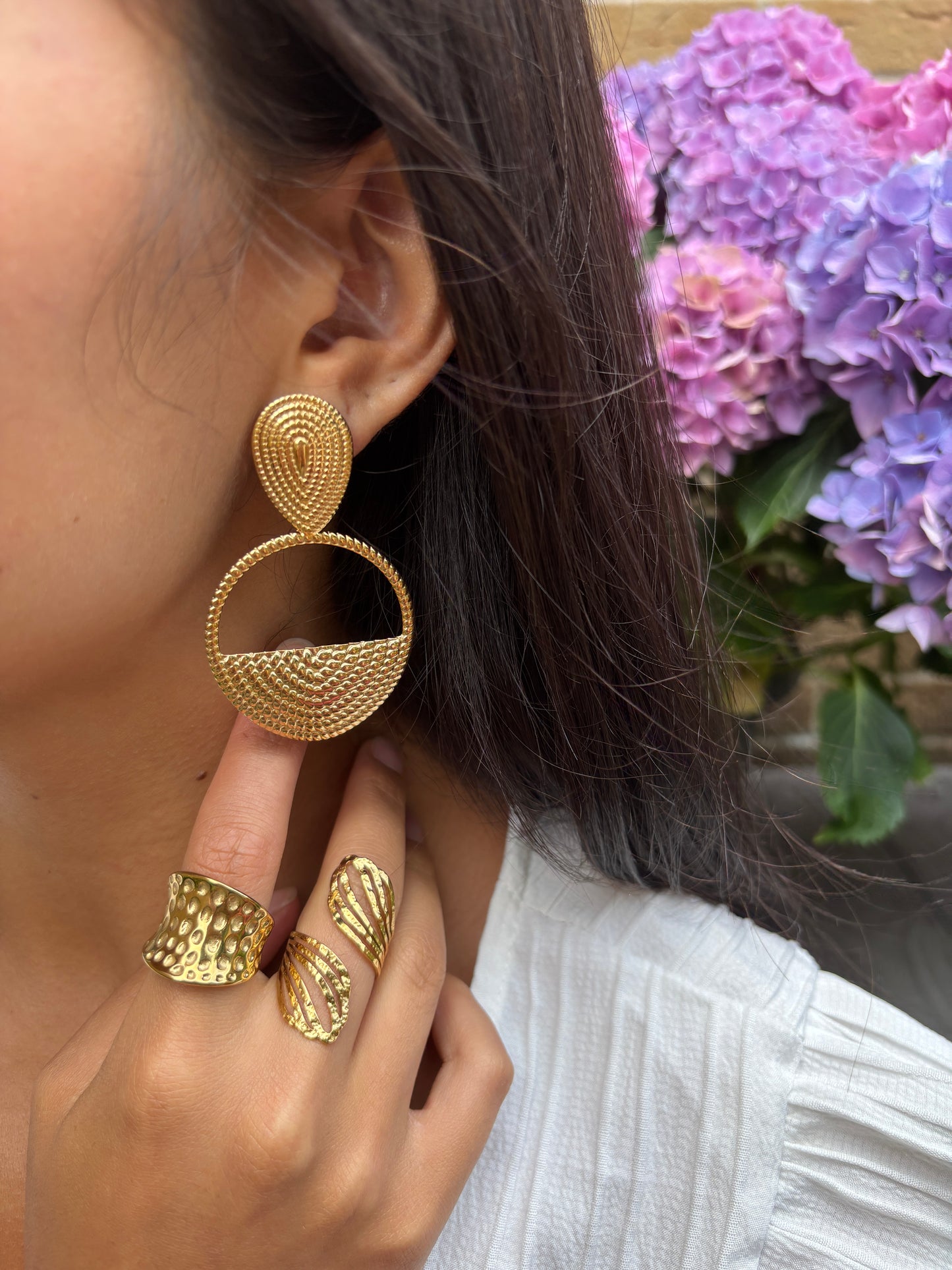 18ct Gold Plated Rope Textured Hoop
