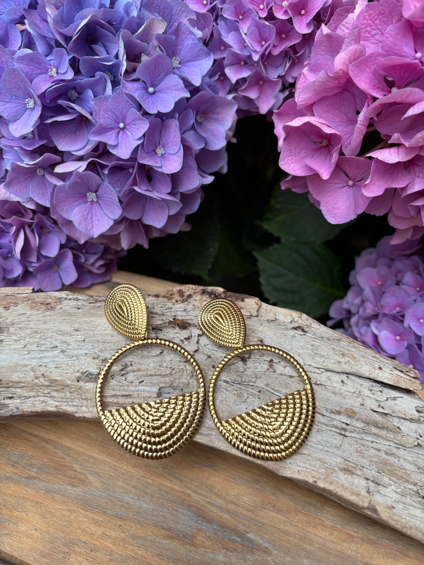 18ct Gold Plated Rope Textured Hoop