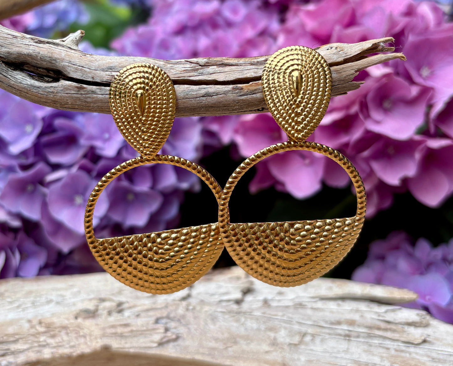 18ct Gold Plated Rope Textured Hoop