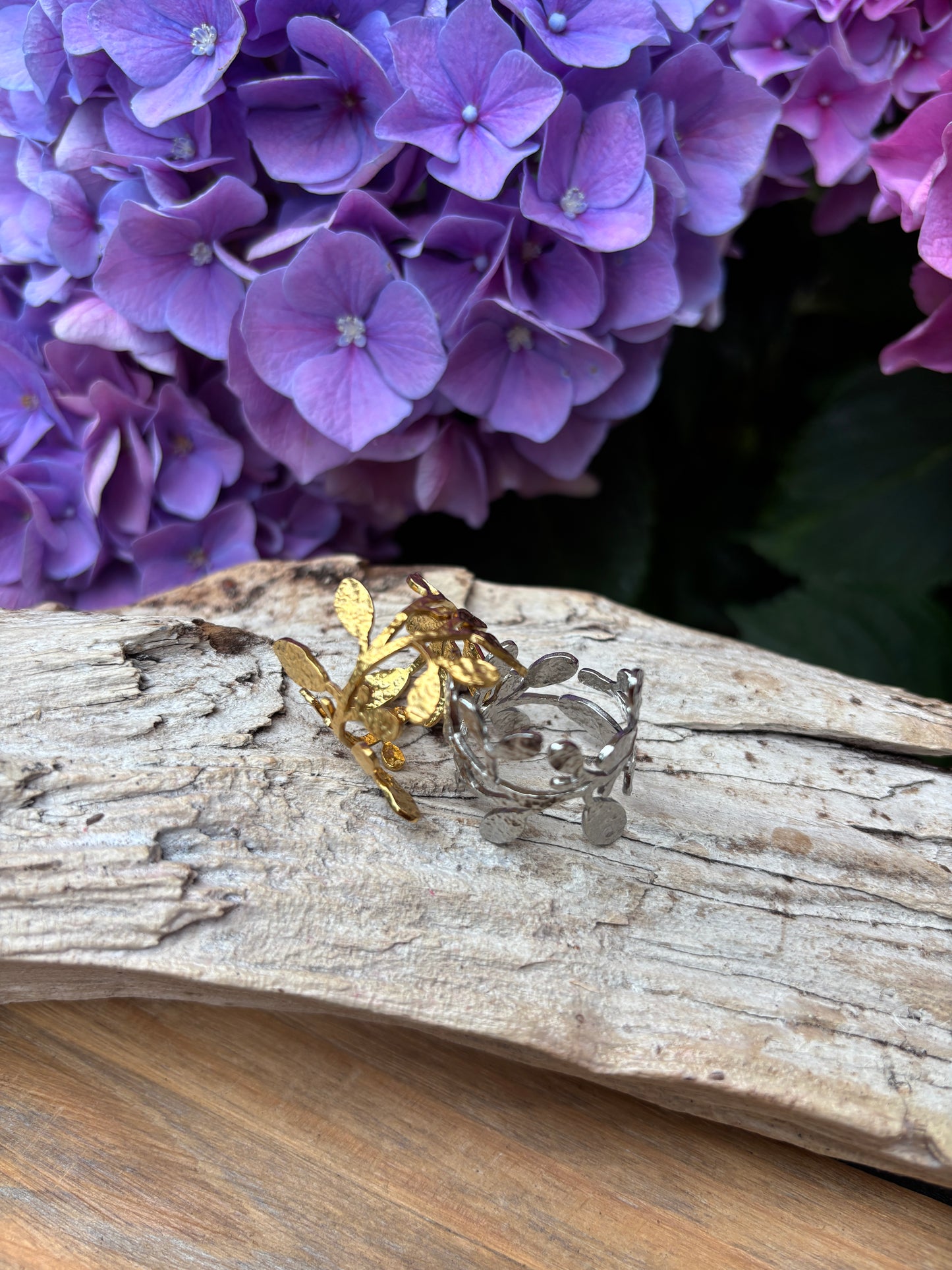 18ct Gold Plated Wrapped Around Leaf Ring - Available In Silver