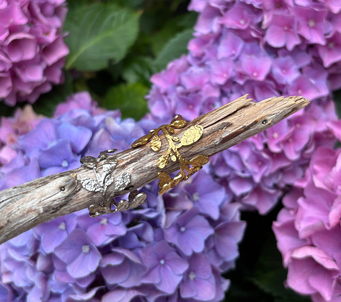 18ct Gold Plated Wrapped Around Leaf Ring - Available In Silver
