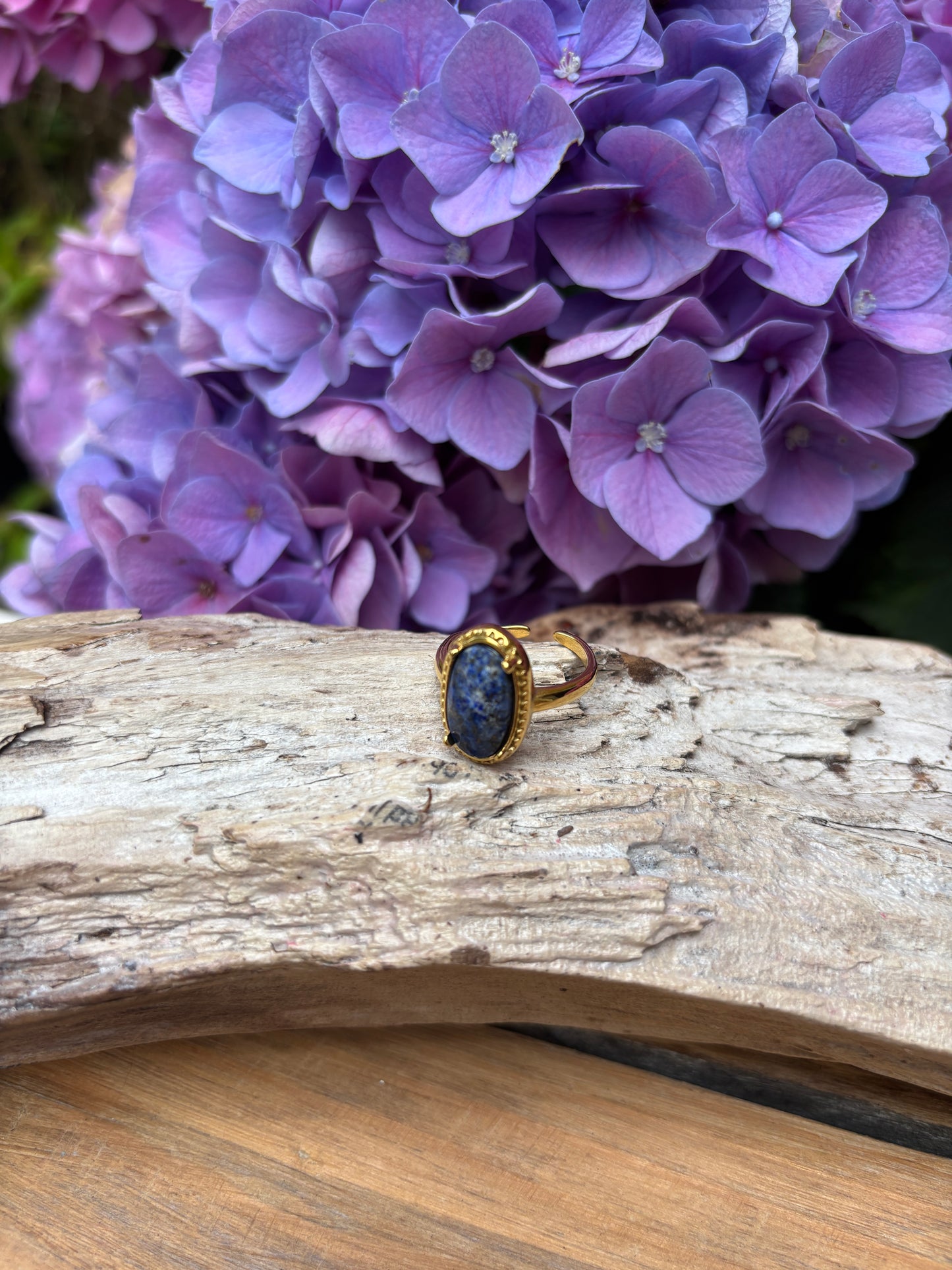 18ct Gold Plated Lapis Lazuli Statement Ring