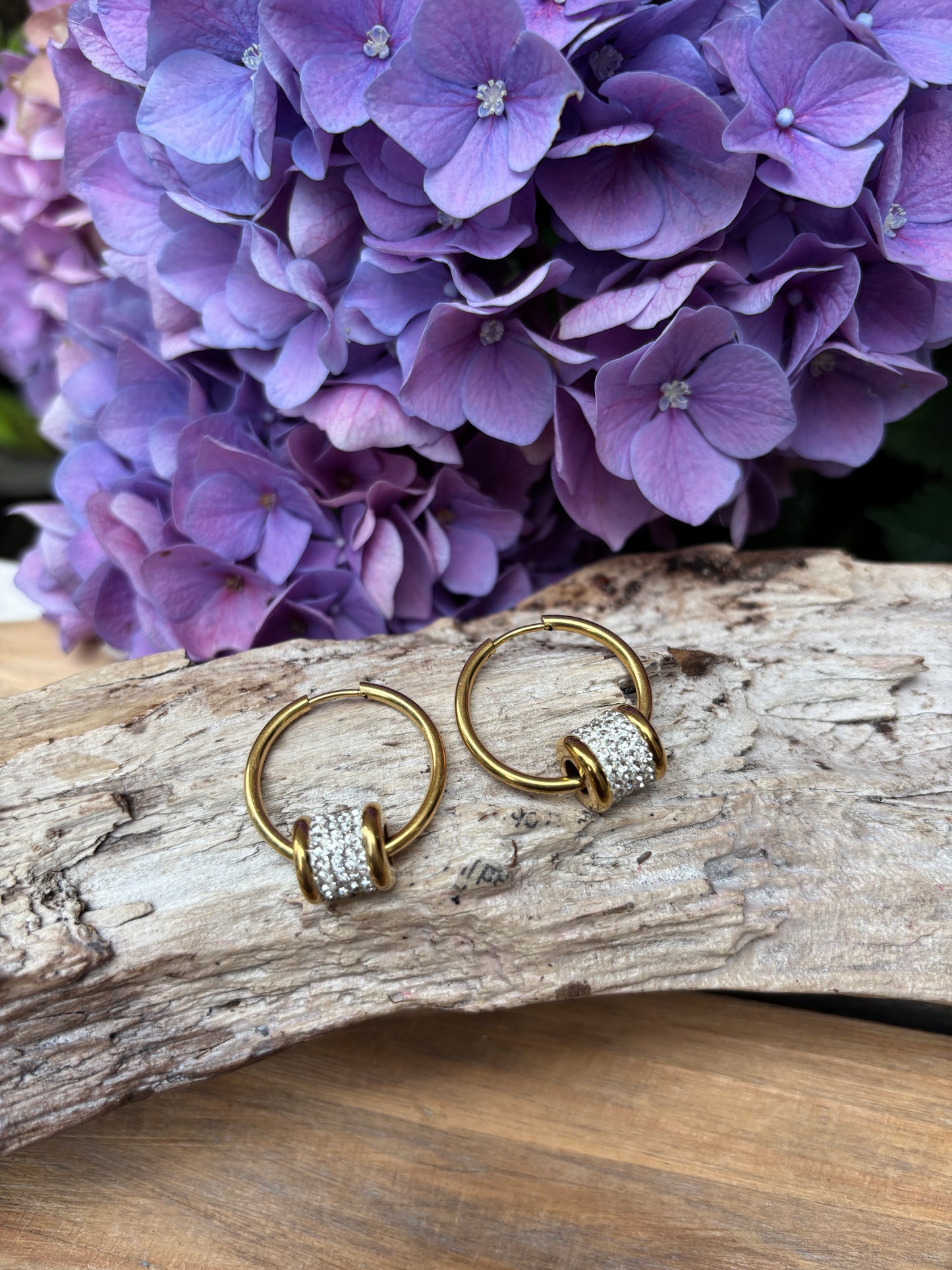 18ct Gold Plated Cubic Zirconia Colosseum Hoop Earrings