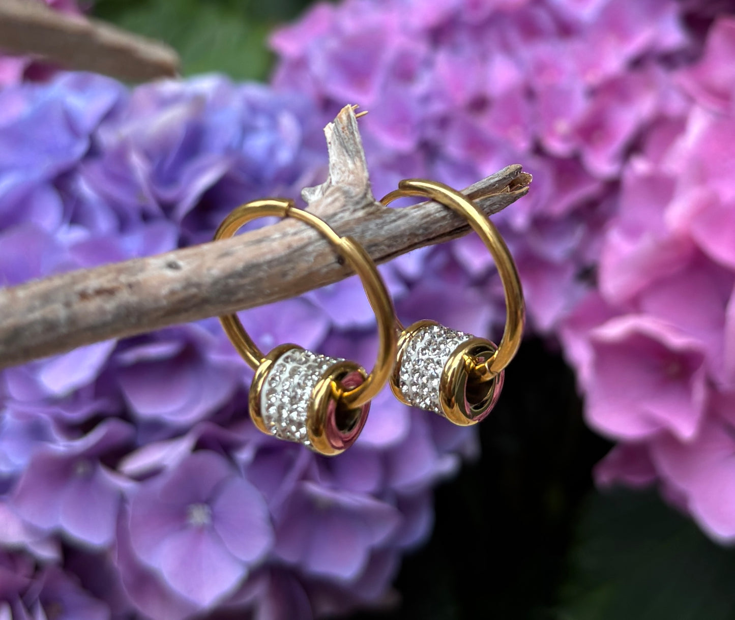 18ct Gold Plated Cubic Zirconia Colosseum Hoop Earrings