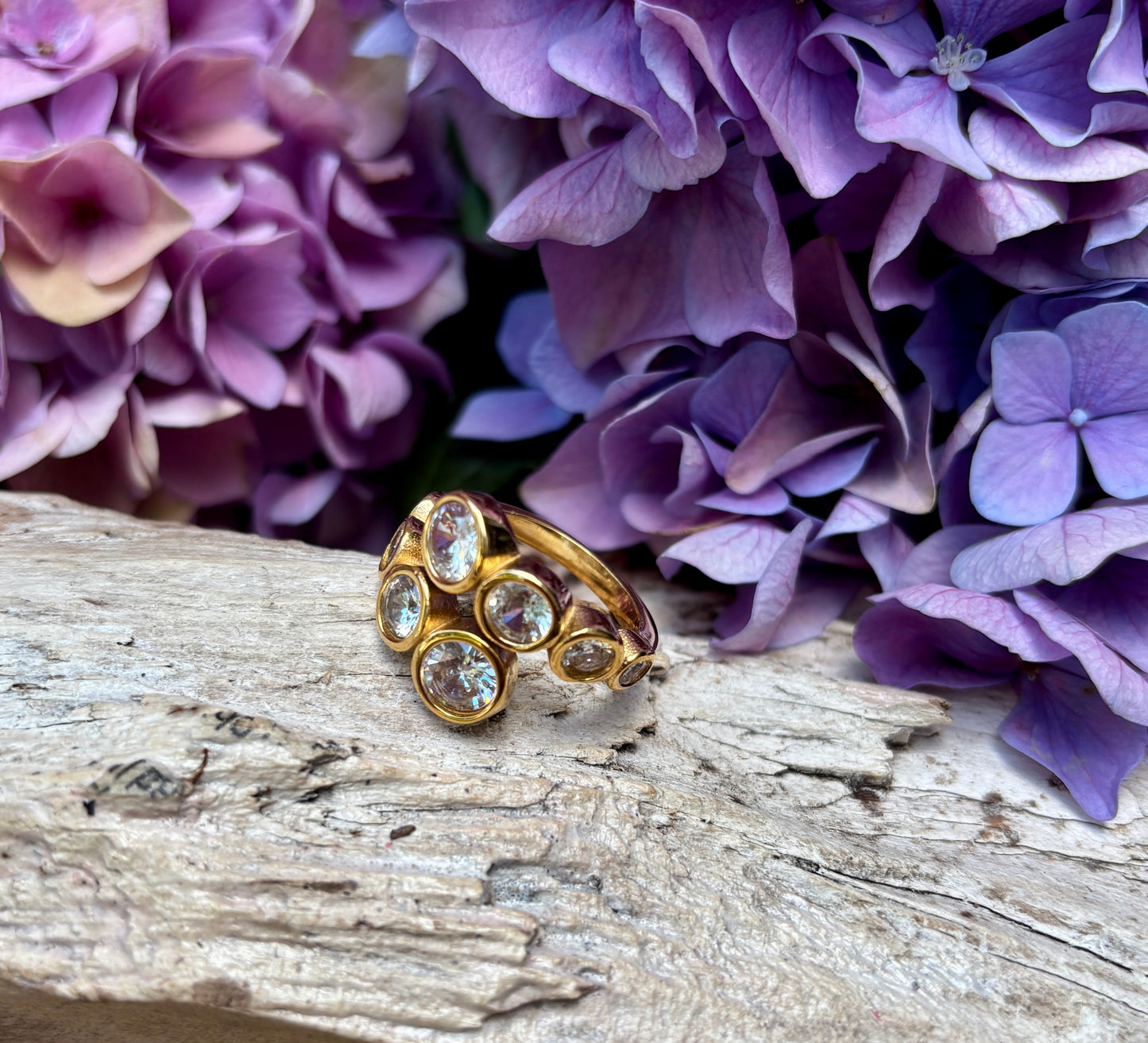 18ct Gold Plated Cubic Zirconia Wrap-around Ring