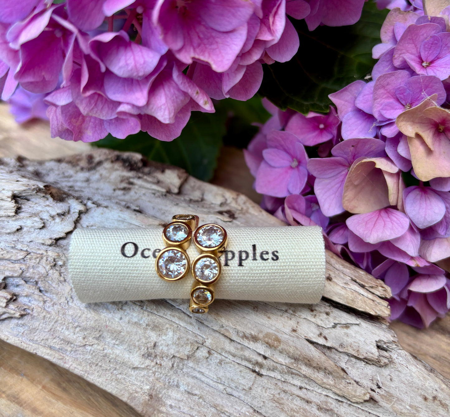 18ct Gold Plated Cubic Zirconia Wrap-around Ring
