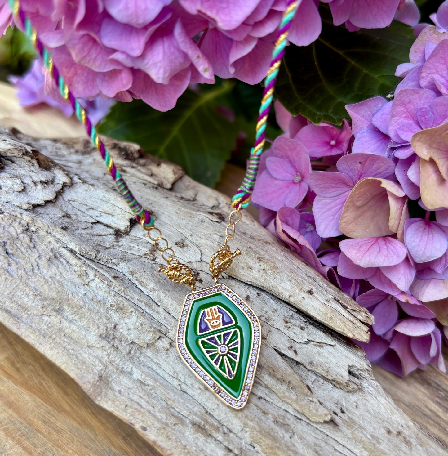 18ct Gold Plated Talisman Hamsa Shield Necklace