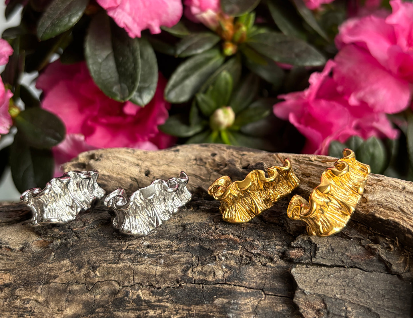 18ct Gold Plated Seaweed Earrings - Available in Silver