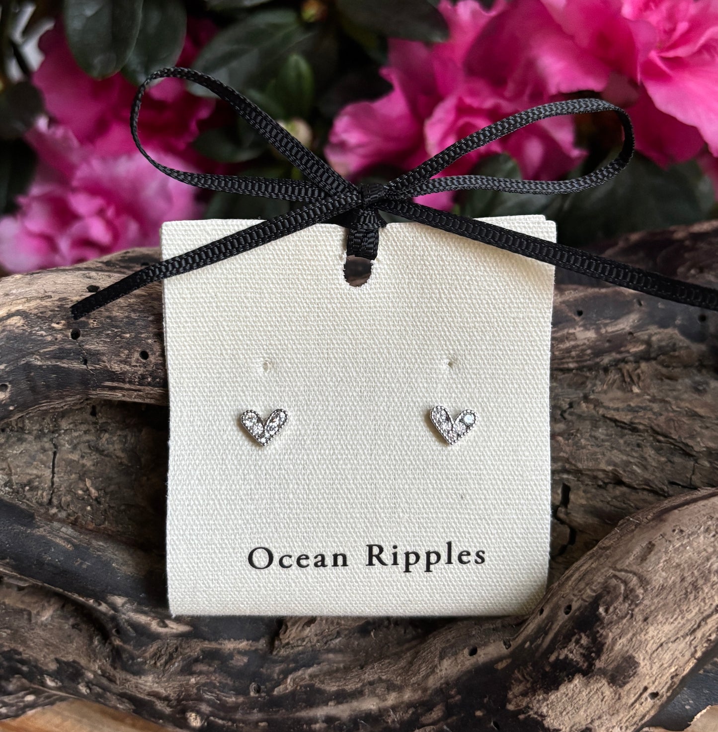 14ct Gold Plated Cubic Zirconia Heart Earrings - Available In Silver