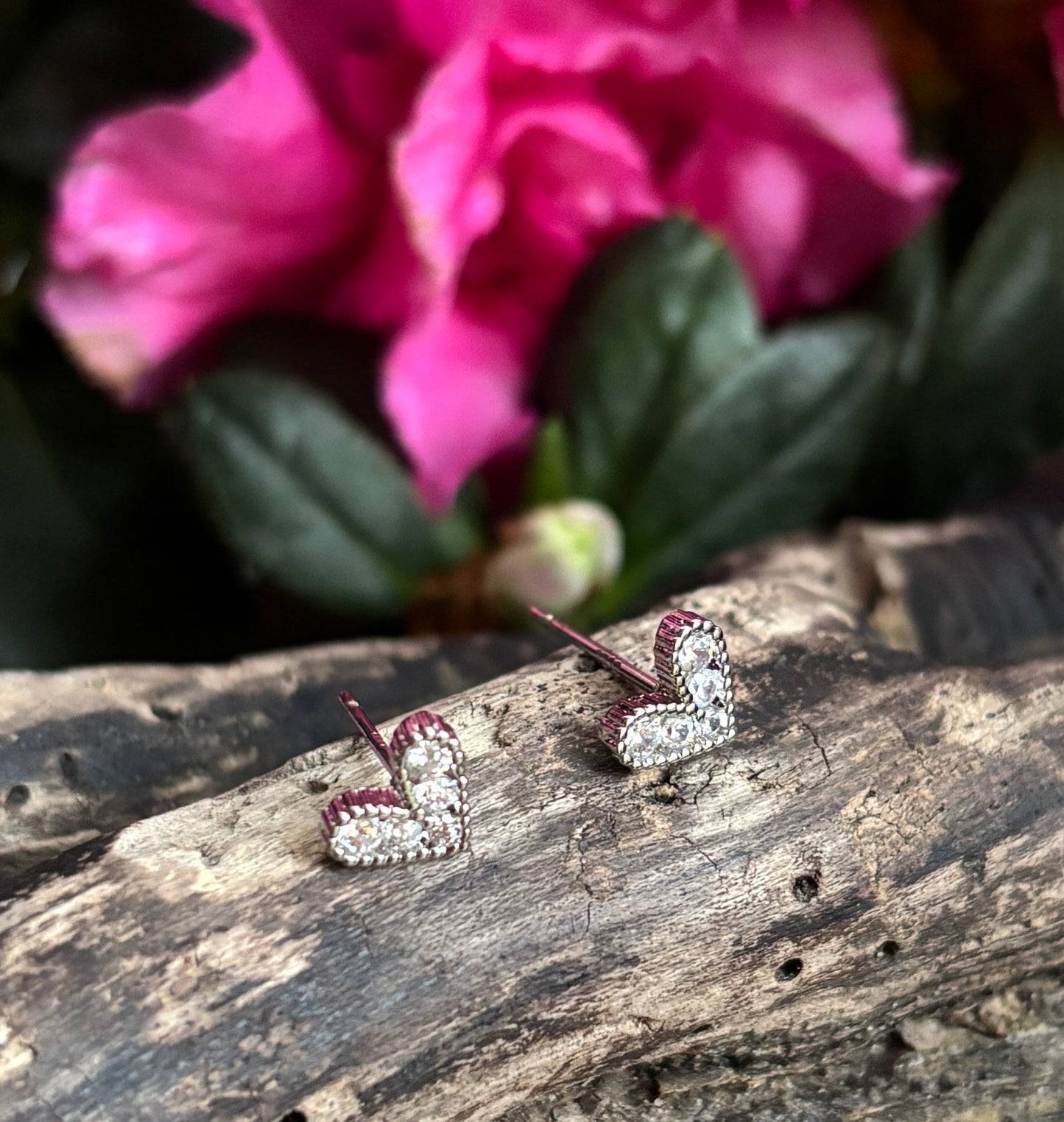 14ct Gold Plated Cubic Zirconia Heart Earrings - Available In Silver