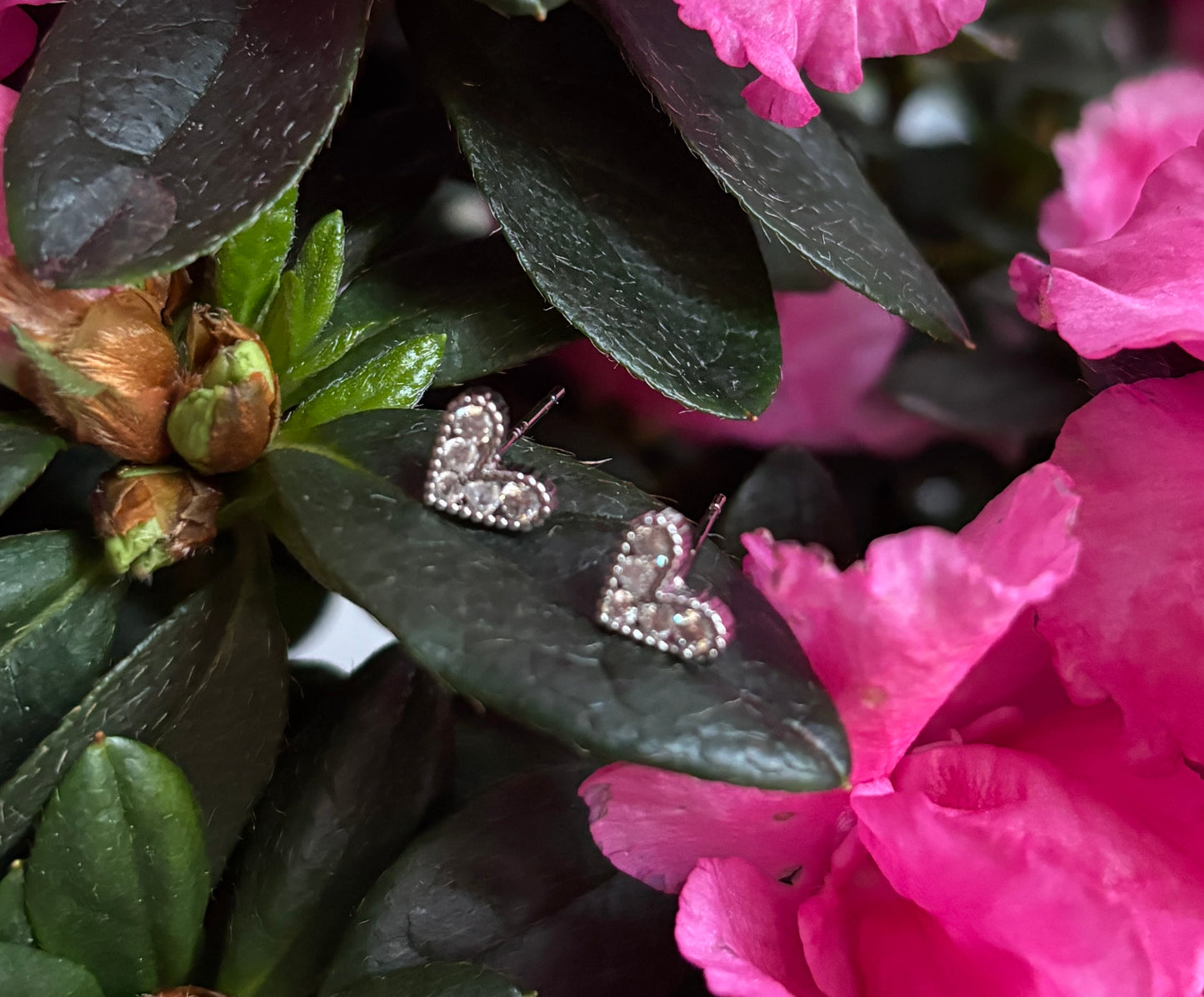 14ct Gold Plated Cubic Zirconia Heart Earrings - Available In Silver