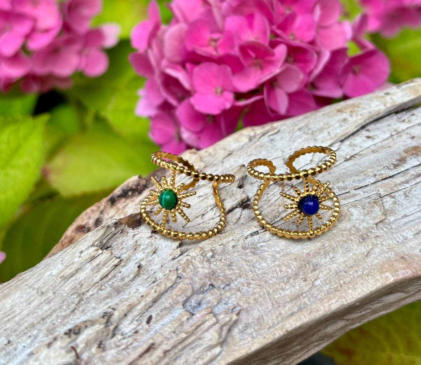 18ct Gold Plated Natural Stone Star Ring