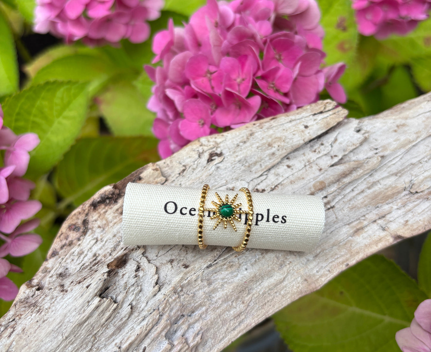 18ct Gold Plated Natural Stone Star Ring
