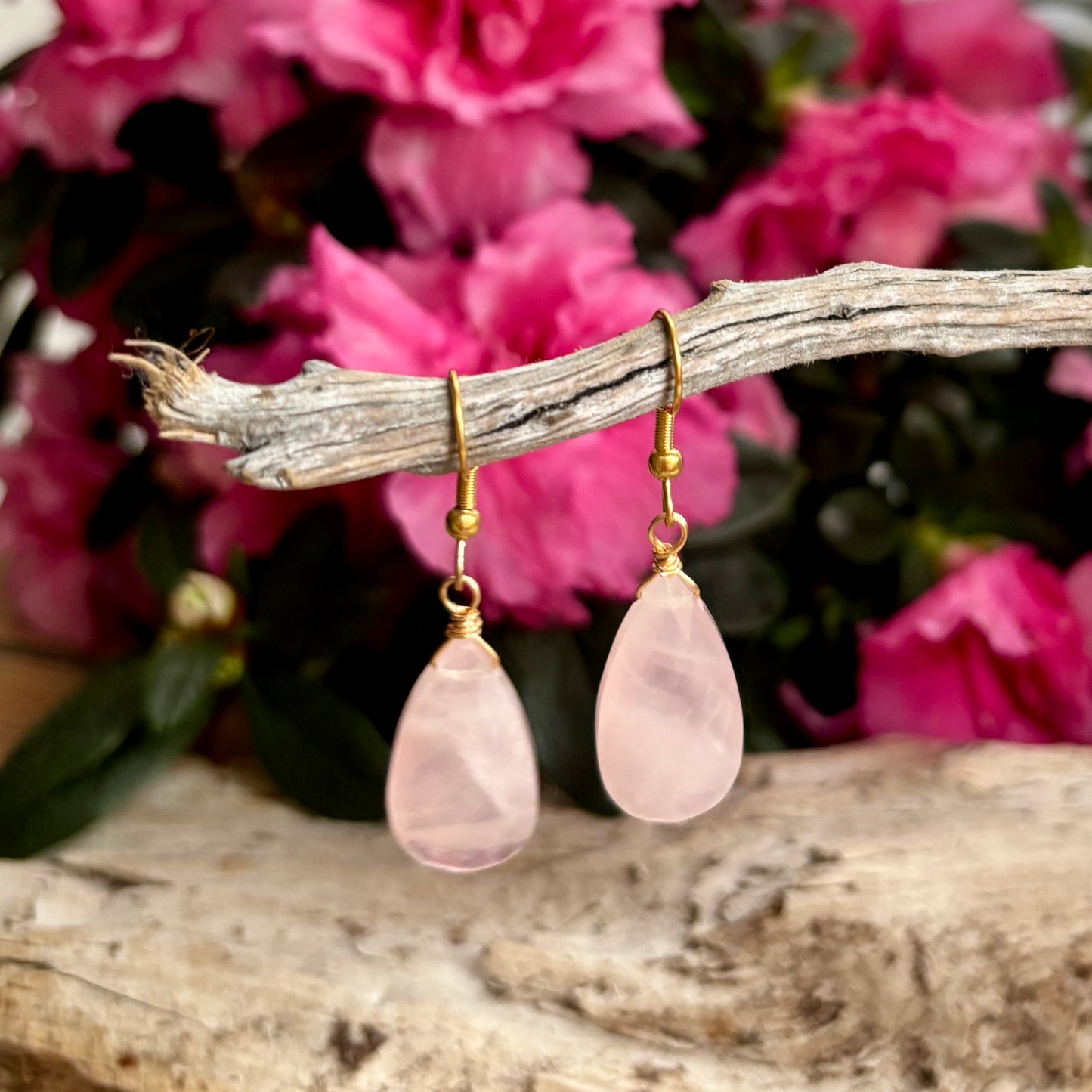 18ct Gold Plated Gemstone Drop Earrings