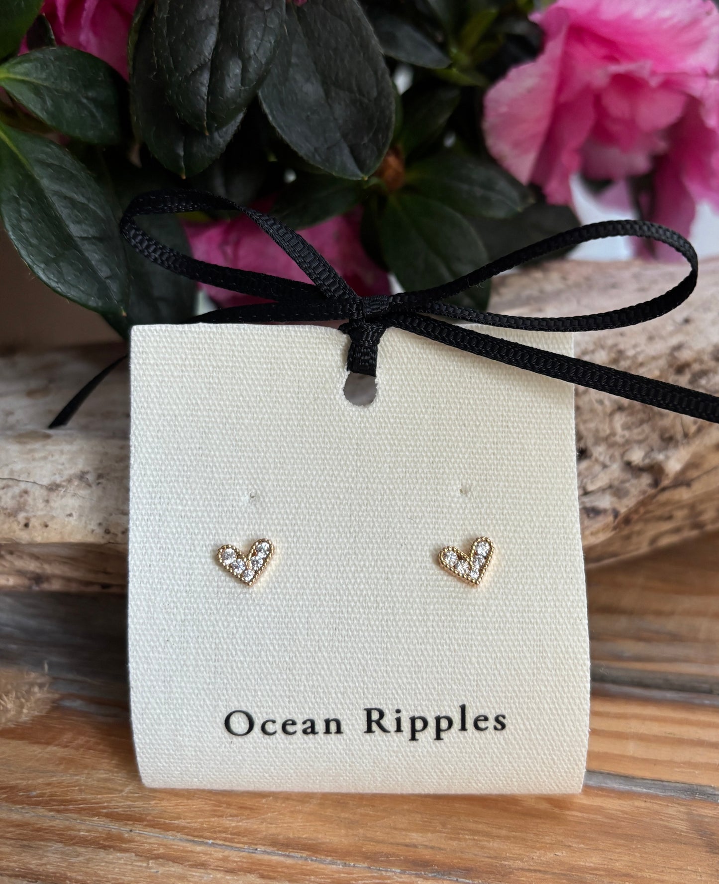 14ct Gold Plated Cubic Zirconia Heart Earrings - Available In Silver