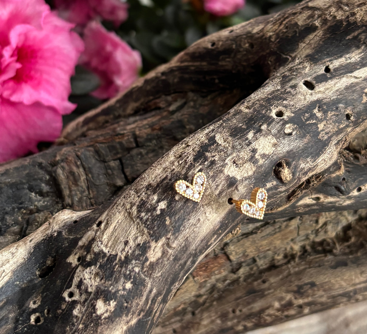 14ct Gold Plated Cubic Zirconia Heart Earrings - Available In Silver