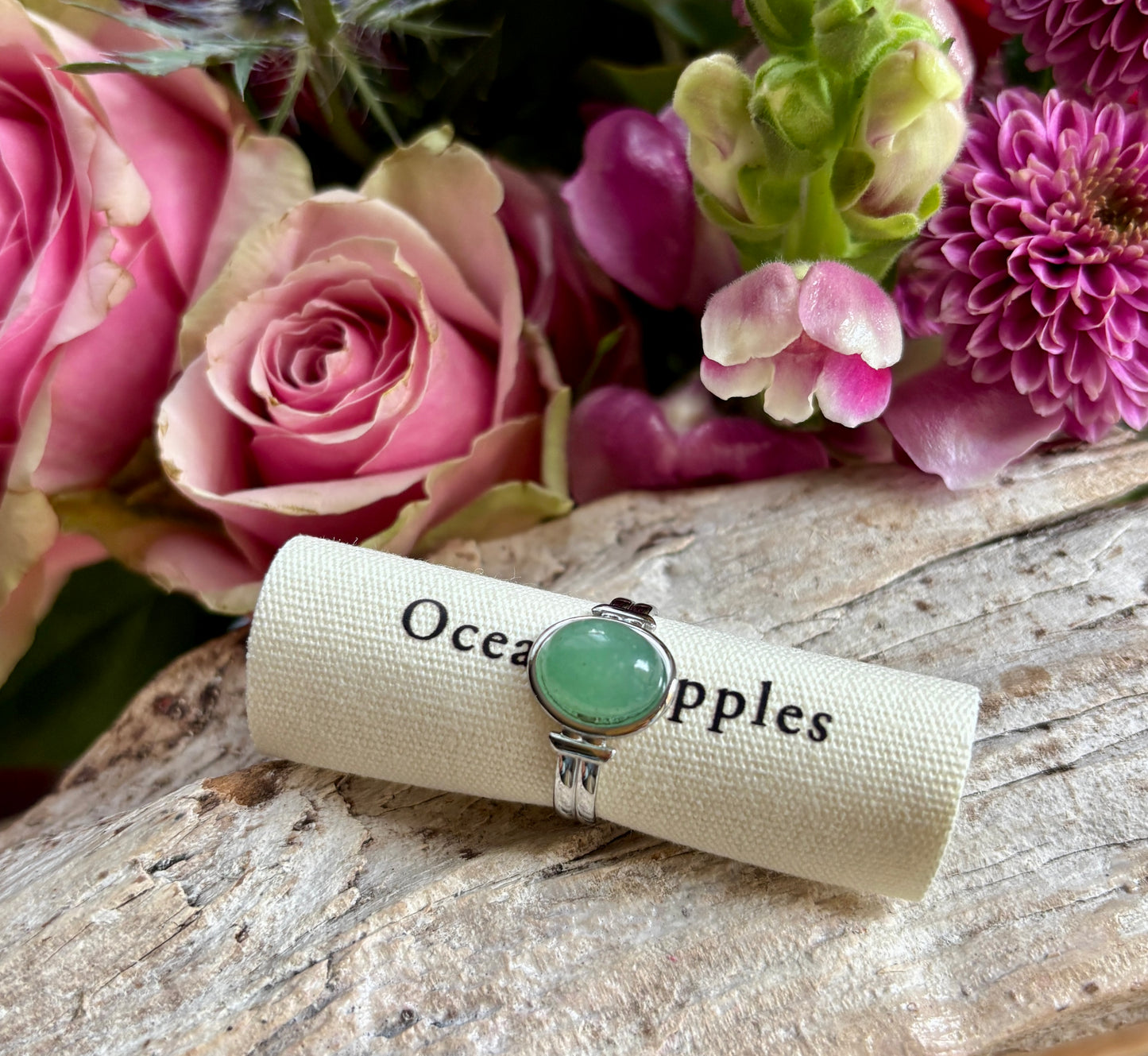 Silver Aventurine Single Band Ring