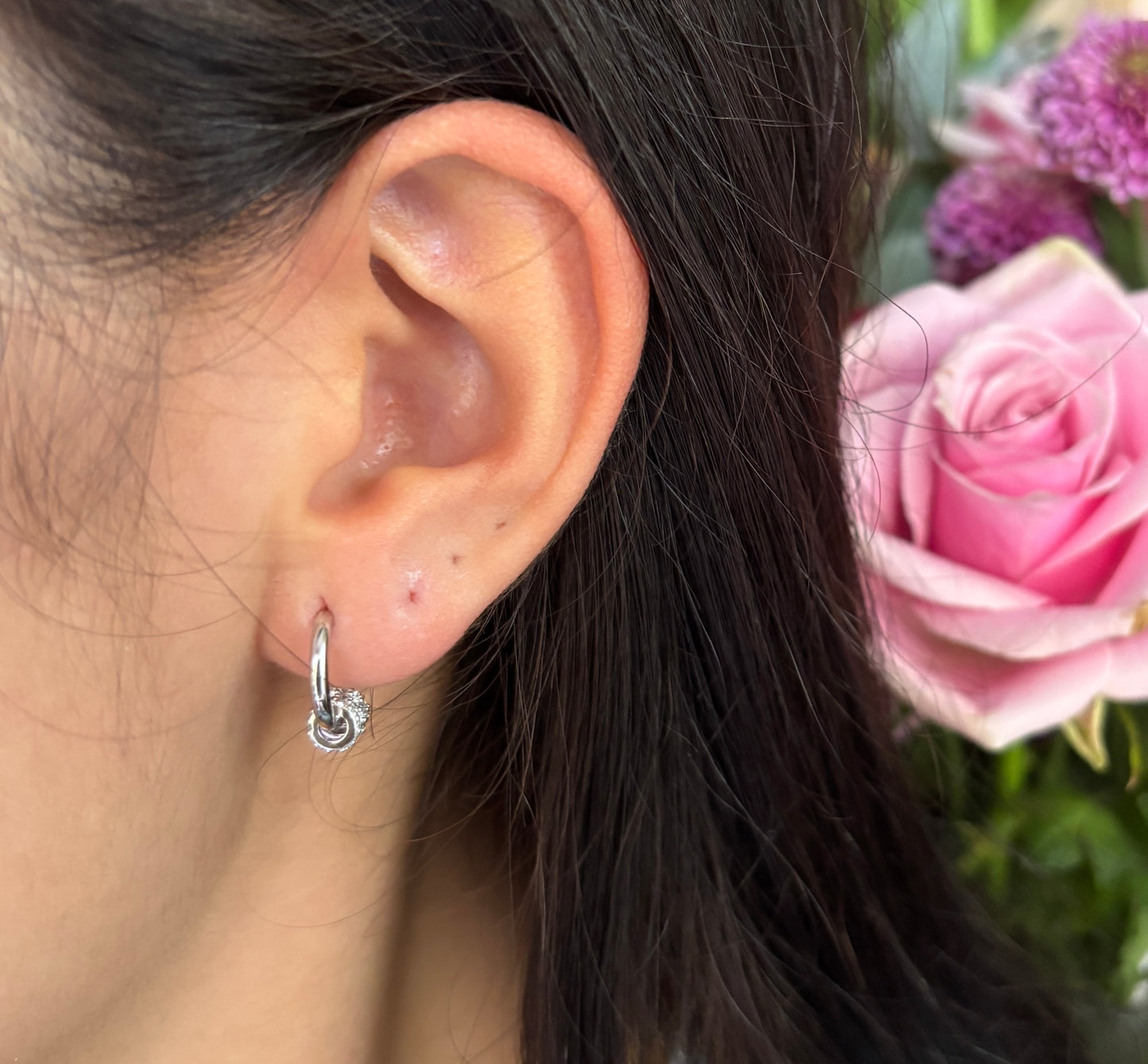 925 Sterling Silver Cubic Zirconia Huggie Earrings