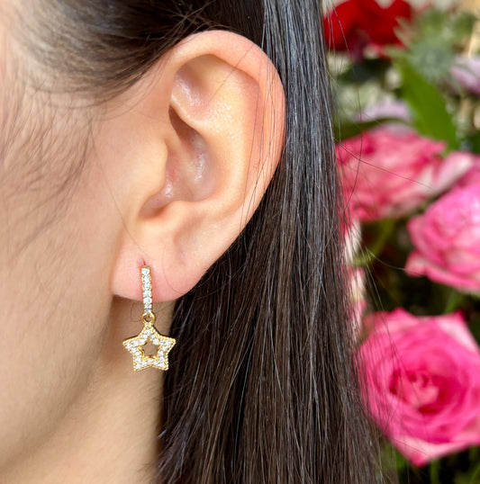 18ct Gold Plated Cubic Zirconia Star Earrings