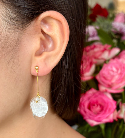 14ct Gold Plated Shell Disc Drop Earrings