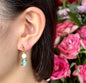 14ct Gold Plated Aquamarine Cluster Drop Earrings