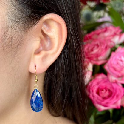 18ct Gold Plated Gemstone Drop Earrings