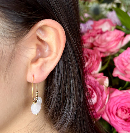 18ct Gold Plated Green Gemstone Cluster Hoop Earrings