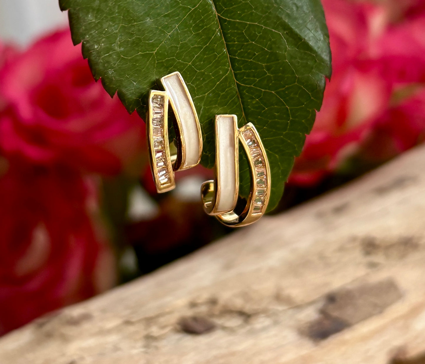 14ct Gold Plated Cubic Zirconia Crossover Earrings