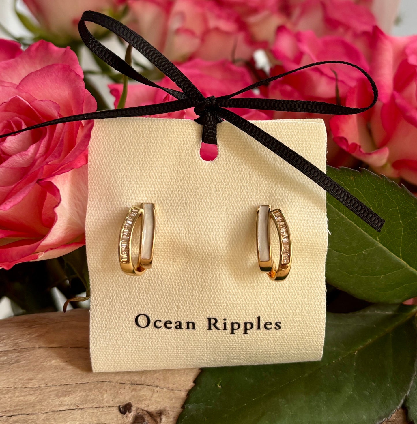 14ct Gold Plated Cubic Zirconia Crossover Earrings