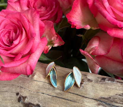 14ct Gold Plated Oil Drip Leaf Earrings