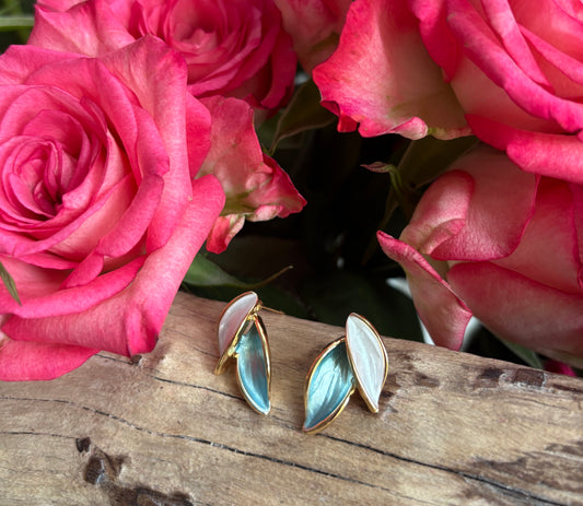 14ct Gold Plated Oil Drip Leaf Earrings
