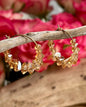 14ct Gold Plated Tea Brown Glass Chips Hoop Earrings