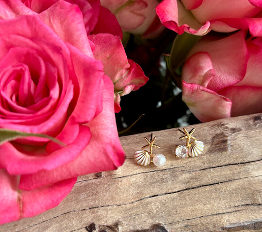 14ct Gold Plated Mismatched Starfish Stud Earrings