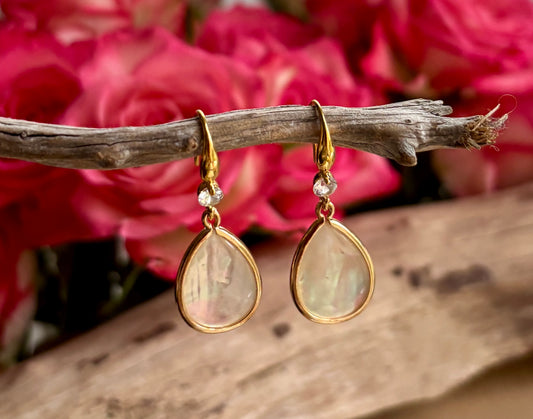 14ct Gold Plated Mother Of Pearl Drop Earrings