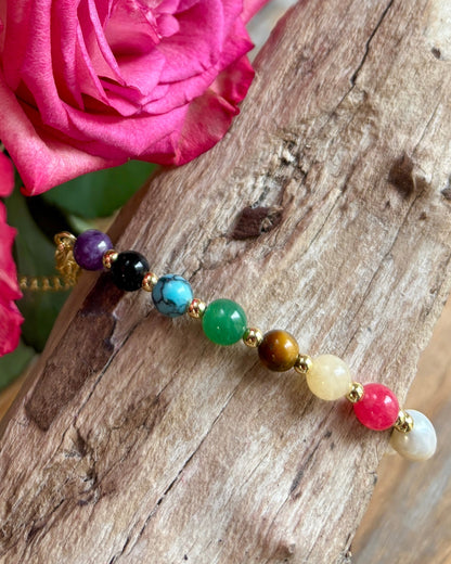 14ct Gold Plated Fresh Water Pearl Healing Stone Bracelet