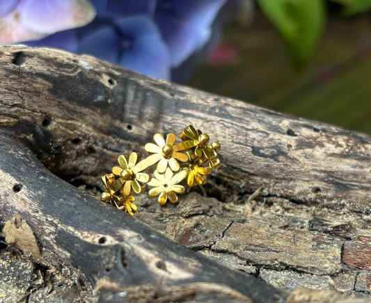 18ct Gold Plated Adjustable Daisy Ring