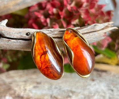 18ct Gold Plated Statement Resin Earrings